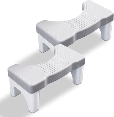 Toilet Kruk - Poepkruk Krukje - Ontlasten - Antislip Ontwerp - 2 Pack - Grijs