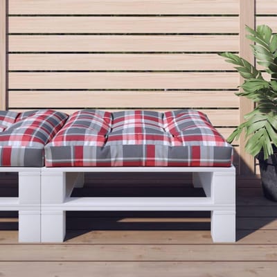 Palletkussen - Vloerkussen Bank - Buiten Zitten - Waterdichte Stof - 80 x 80 cm - Rood Geruit