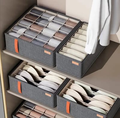 Without Lemon - Set van 3 - Ondergoed, BH's en Sokken Organizer - Opberger - Verdeler - Lade - 32x16x11 CM/32x32x11 CM - Donker Grijs