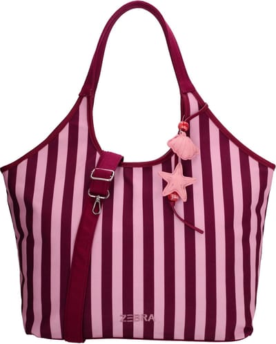 Zebra Trends Sample Shopper - Streeppatroon - Schoudertas - Handtas - Shopper - Bagcharm - Ruim - Strand - Stad - Tote Bag - Dames Tas - Bordeaux rood