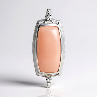 Cavill - Zilveren Hanger - 925 Sterling Zilver - Rozenkwarts Antieke Cabochon 11,565 ct - Witte Topaas Accenten - Elegant Minimalistisch Design