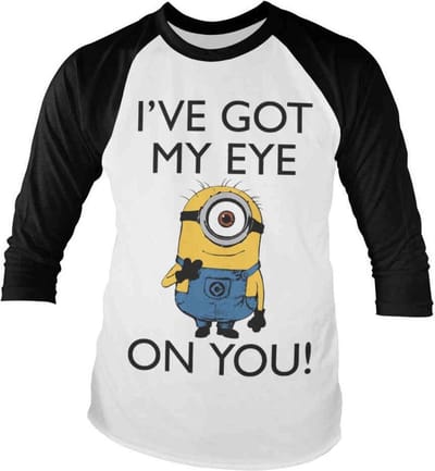 Minions Raglan top -S- I Got My Eye On You Wit/Zwart