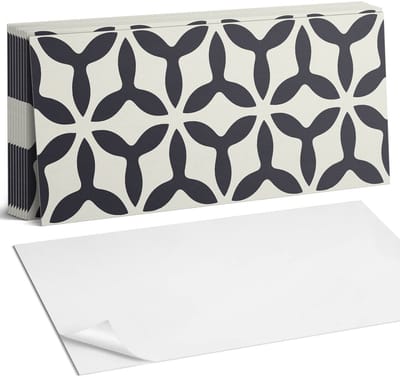 Coloray Plaktegels - Stijlvol patroon met vinnen Zelfklevende Wandtegels - 40 cm x 20 cm - Zwart Plaktegels - 10 stuks - Rechthoek PVC Tegels - Plaktegels Badkamer - Vloertegels Zelfklevend - Vinyltegels Vloer Zelfklevend - Portugese Tegels