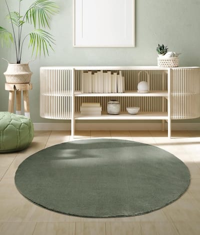 Karpet24 Loft – Luxe, Fluweelzacht Effen Vloerkleed in Donkergroen, Modern & Stijlvol-Ø 200 cm rond