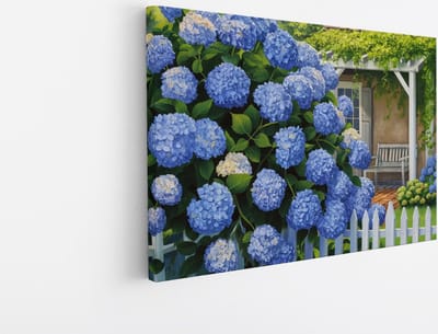 Saammp Canvas Schilderij - blauw - Abstract - Bloemen - Natuur - 45x30 - Foto op canvas - Wanddecoratie - Muurdecoratie Woonkamer - Kantoor Decoratie
