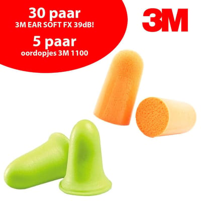 30 paar + 5 paar HOOGSTE DEMPING earplugs! 3M ear soft fx + 3M 1100 - slaapoordopjes - 39dB!