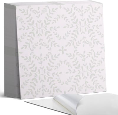 Coloray Plaktegels - Fijn plantenpatroon Zelfklevende Tegels - 20 cm x 20 cm - Grijs Plaktegels - 20 stuks - Vierkant PVC Tegels - Plaktegels Badkamer - Plaktegels Vloer - Vinyltegels Vloer Zelfklevend - Wandtegel Zelfklevend