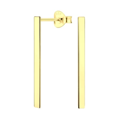 Joy|S - Zilveren Bar/ Staaf oorbellen - 2 x 25 mm - gold plated