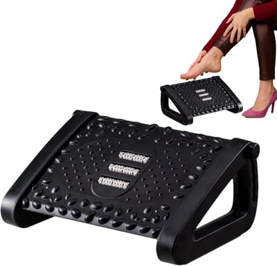 Ergonomische Voetsteun - Voetenbankje Onder Bureau - Comfortabel Zitten - 6 Hoogtes Verstelbaar - 43 x 20 x 32 cm