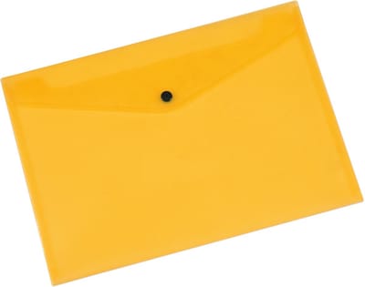 Q-CONNECT documentenmap, A4, transparante PP, drukknopsluiting, geel 12 stuks
