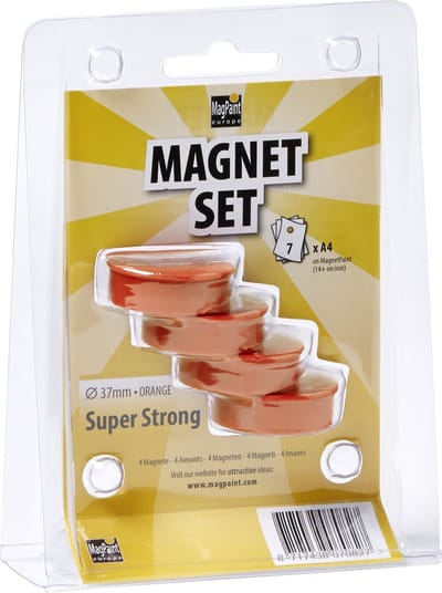 MagPaint - Magneten - Super Sterk - Oranje - 37mm - Set van 4