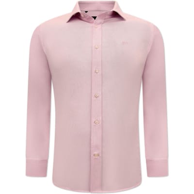 Heren Overhemden Lange Mouw - Blouse Heren - Nette Oxford Hemd voor Mannen - Slim Fit Overhemd Heren - Roze