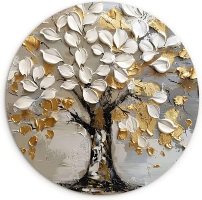 WallCircle® Wandcirkel 120x120 cm - Muurcirkel Boom - Abstract - Verf look - Levensboom - Natuur - Modern - Muurdecoratie woonkamer - Wanddecoratie slaapkamer - Kamer decoratie accessoires - Ronde schilderijen - Woonaccessoires binnen