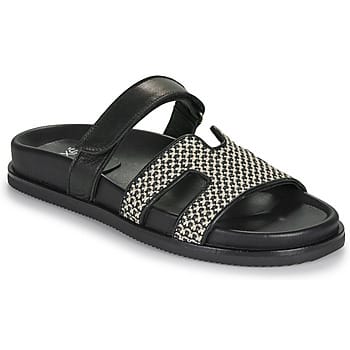 Slippers Exé Shoes 966-KIMOLOS-LEATHER-BEIGE-BLACK