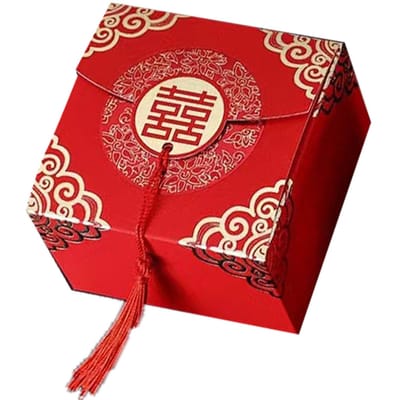 Snoepdoos in Chinese stijl, ruim, handzaam ontwerp, robuust en veelzijdig. Chinese Xi snoepdoos voor bruiloften en andere feestelijke gelegenheden. Type 2