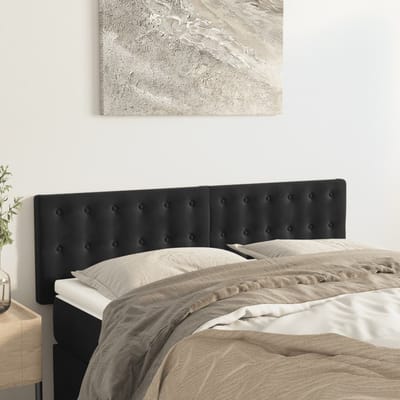 vidaXL - Hoofdborden - 144x5x78/88 - cm - fluweel - zwart