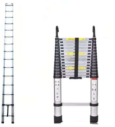 Telescopische Loft Ladder Zico - 440CM - Opvouwbare Uitschuifbare Trapladder - Aluminium Verlengladder - Draagbaar & Compact - EN131 - Max. 150kg