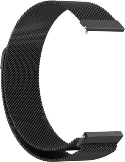 By Qubix - Geschikt voor Garmin bandje - Geschikt voor Garmin Vivoactive 4 / 4L - Milanese bandje - Zwart - Smartwatch bandje 22mm