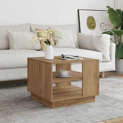 vidaXL - Salontafel - 55x55x42 - cm - bewerkt - hout - artisanaal - eikenkleurig
