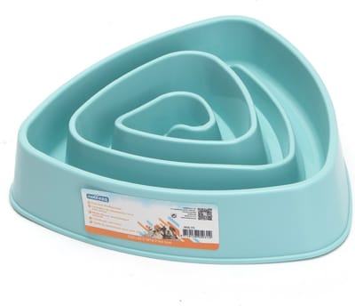 Nobleza Anti schrokbak voor hond - Slowfeeder - Anti slip - Driehoek - Blauw