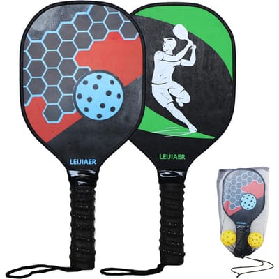 Pickleball Paddles Set van 2 houten Pickleball-rackets met ballen en opbergtas van gaas voor beginners