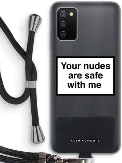Hoesje met koord geschikt voor Samsung Galaxy A03S hoesje met Koord - Safe with me - Telefoonhoesje met Zwart Koord - Bescherming aan alle Kanten en Over de Schermrand
