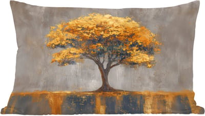 Sierkussens - Kussentjes Woonkamer - 60x40 cm - Boom - Bladeren - Goud - Abstract