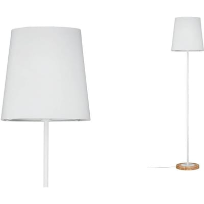 Staande lamp Stellan E27 max. 20W Wit, Hout Textiel, Metaal, Hout