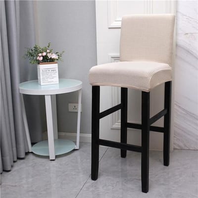 Housse de chaise de bar imperméable à dossier court, housse de chaise extensible, amovible, lavable, anti-rayures, anti-salissures, protection de siège pour décoration d'intérieur 1 Piece black