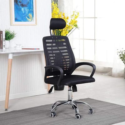 Ergonomische bureaustoel - Lendensteun stoel - Comfortabel werken - Verstelbare rugleuning - 48x74cm - Zwart