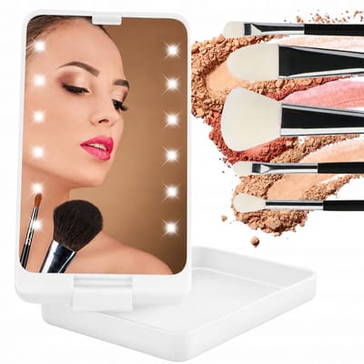 Cheaperito LED Make-up Spiegel met Verlichting – Opvouwbare Cosmeticaspiegel Oplaadbaar via USB – 360° Draaibaar – Compacte Reis Spiegel voor Make-up & Gezichtsverzorging – Wit