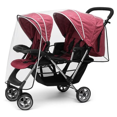BOTC Pushchair Raincover Duo - BPA vrij – Tandem kinderwagen – Tweelingwagen - Duobuggy