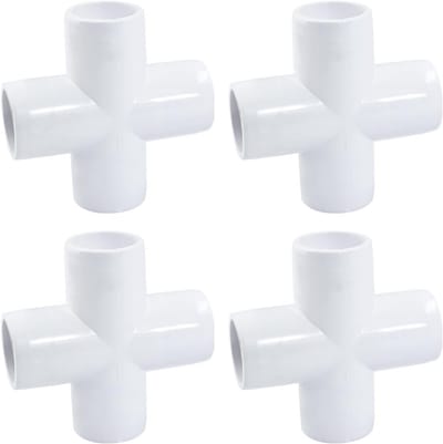 4-Weg Kruis PVC Fitting 1 Inch - 4 Stuks Pijpverbindingen voor Constructies