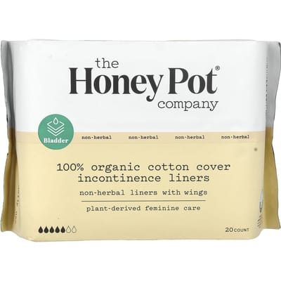 The Honey Pot Company, Katoenen Inlegkruisjes Zonder Kruiden met Vleugeltjes, Biologische Incontinentie Inlegkruisjes, 20 Stuks beige