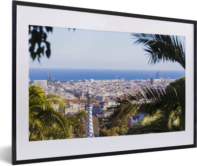 Fotolijst incl. Poster - Park - Barcelona - Spanje - 60x40 cm - Posterlijst