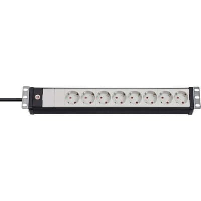 Brennenstuhl 1156057028 Stekkerdoos 19 inch 8-voudig Zwart, Lichtgrijs Randaarde stekker 1 stuk(s)