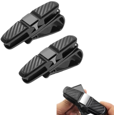 Autobrillenclip - Auto-interieur - Multifunctioneel - Geschikt voor autozonnekleppen - 180 graden draaibaar - 2 stuks - Zwart