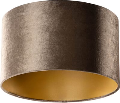 QAZQA cilinder velours - Klassieke Lampenkap - Ø 35 cm - Bruin -