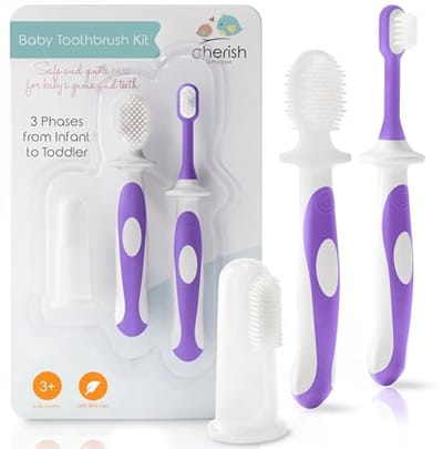 Baby Tandenborstelset 0-2 Jaar - Veilige en BPA-vrije 3-in-1 Kit voor Eerste Tanden