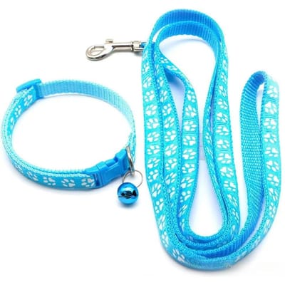 1-delige Kattenhalsband met Lijn Set met Schattig Pootje Bedeltje - Verstelbare Kittenhalsband Zachte Huisdierhalsketting Voor Kleine Honden Perfect Voor Kittens Puppies 1.0 Leash1.2 meters