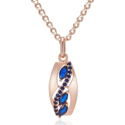 Collier Pendentif Rhombus Bleu Brillant Zircon Naturel Pour Femmes Mode Couleur Or Rose Quotidien Fin Bijoux Vintage beige
