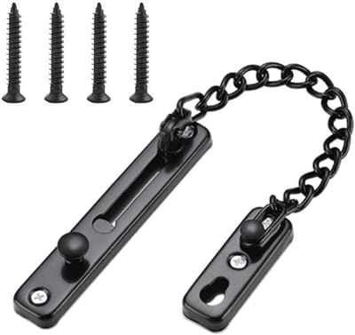 Deurketting - Veiligheidsketting - Extra Beveiliging - Roestvrij Staal - 1 Gram - Mat Zwart