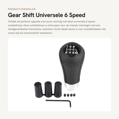 Dailygoods- Versnellingspook Hoes - Pookknop Universeel - 6 Versnellingen - PU Materiaal - Eenvoudige Installatie - Comfortabele Grip - Versnellingsknop