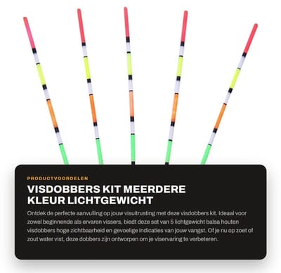 Dailygoods- Visdobbers Kit 5 Stuks - Lichtgewicht Balsa Hout - Hoge Zichtbaarheid - Vissen Bobber - Visbeet Indicator - Professionele Vissen Apparatuur