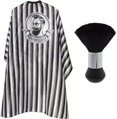 Livano Baardschort - Beard Bib - Scheerschort - Baard Cape - Kappersmantel - Kapmantel - Zwart + Baardborstel