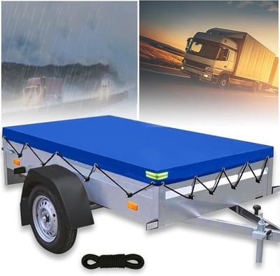 Trailer Tarpaulin 209 x 115 x 10 cm - 600D PVC Material - Met Zeilkoord - Reflecterende Strepen - Oogjes voor 750 kg Personenauto - Duurzaam en Weerbestendig