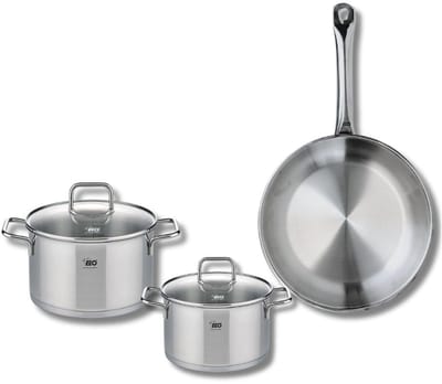 Set van 1 Koekenpan 28 cm en 2 kookpotten 16 en 20 cm Elo Profi Citrin