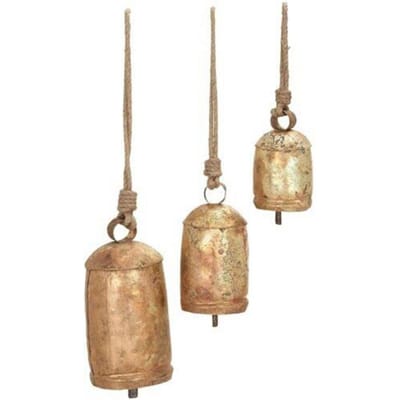 Retro Stijl Koperen Koebel Hangkoord Windgongen Handgemaakt Shabby Country Vintage Messing Koebellen Ornament beige