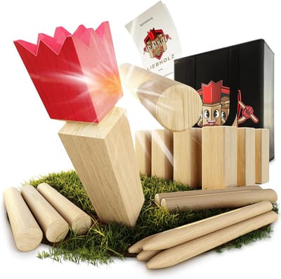 Kubb Werpspel - Viking Schaak - Buiten Spel - FSC Rubberhout - 33 x 26 x 15 cm - Houtkleur