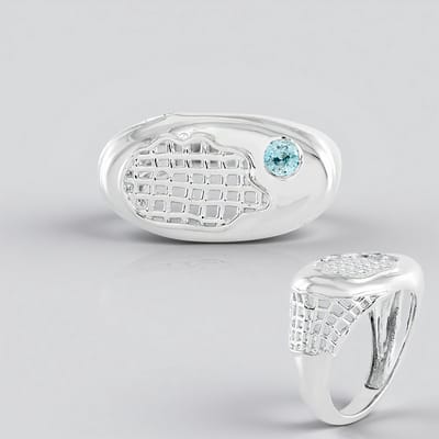 Cavill - Zilveren ring 925 Sterling zilver met platina - Ratanakiri zirkoon 0 412 ct - Briljant geslepen - Elegant rasterpatroon damesring